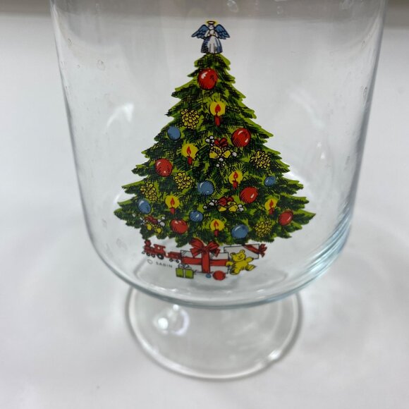 Vintage Christmas Tree Glass Jar With Lid By Sabin - Angel Topper Teddy Bear Tra - Picture 2 of 9